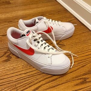 Nike White and Orange Women's Sneakers